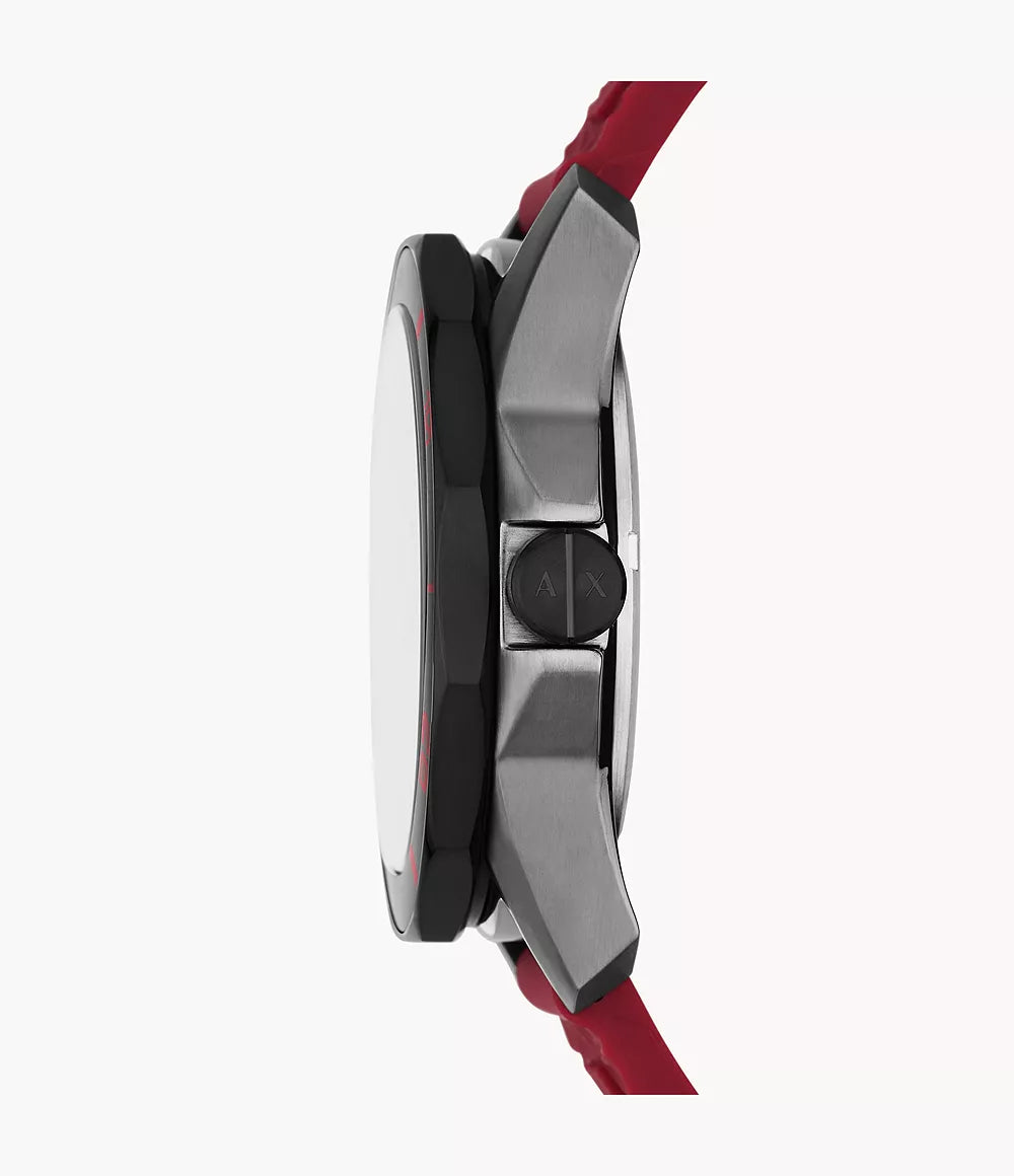 Armani Exchange Three-Hand Date Red Silicone Watch AX1953 - KRISHNA WATCH COMPANY