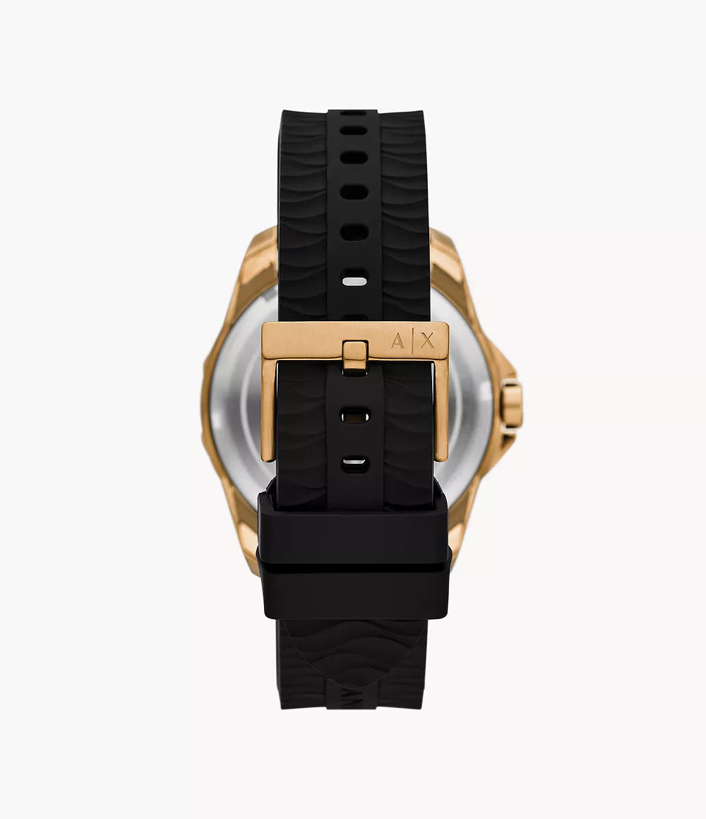 Armani Exchange Three-Hand Date Black Silicone Watch AX1954 - KRISHNA WATCH COMPANY
