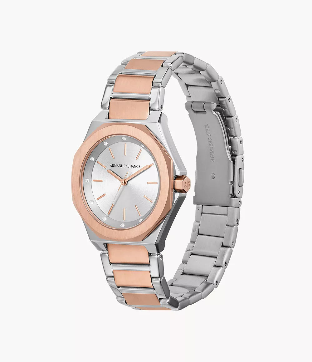 Armani Exchange Three-Hand Two-Tone Stainless Steel Watch AX4607 - KRISHNA WATCH COMPANY
