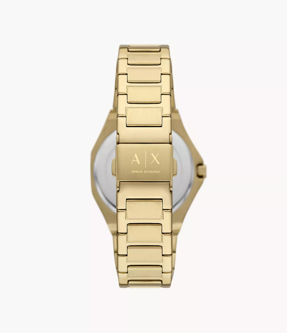 Armani Exchange Three-Hand Gold-Tone Stainless Steel Watch AX4608 - KRISHNA WATCH COMPANY