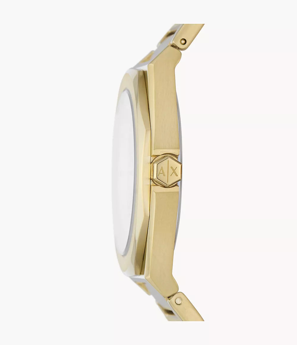 Armani Exchange Three-Hand Gold-Tone Stainless Steel Watch AX4608 - KRISHNA WATCH COMPANY