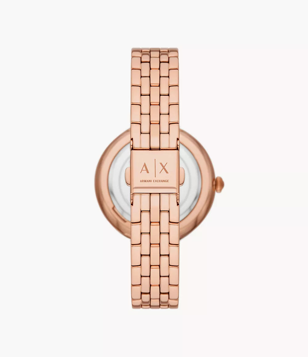 Armani Exchange Three-Hand Rose Gold-Tone Stainless Steel Watch AX5384 - KRISHNA WATCH COMPANY