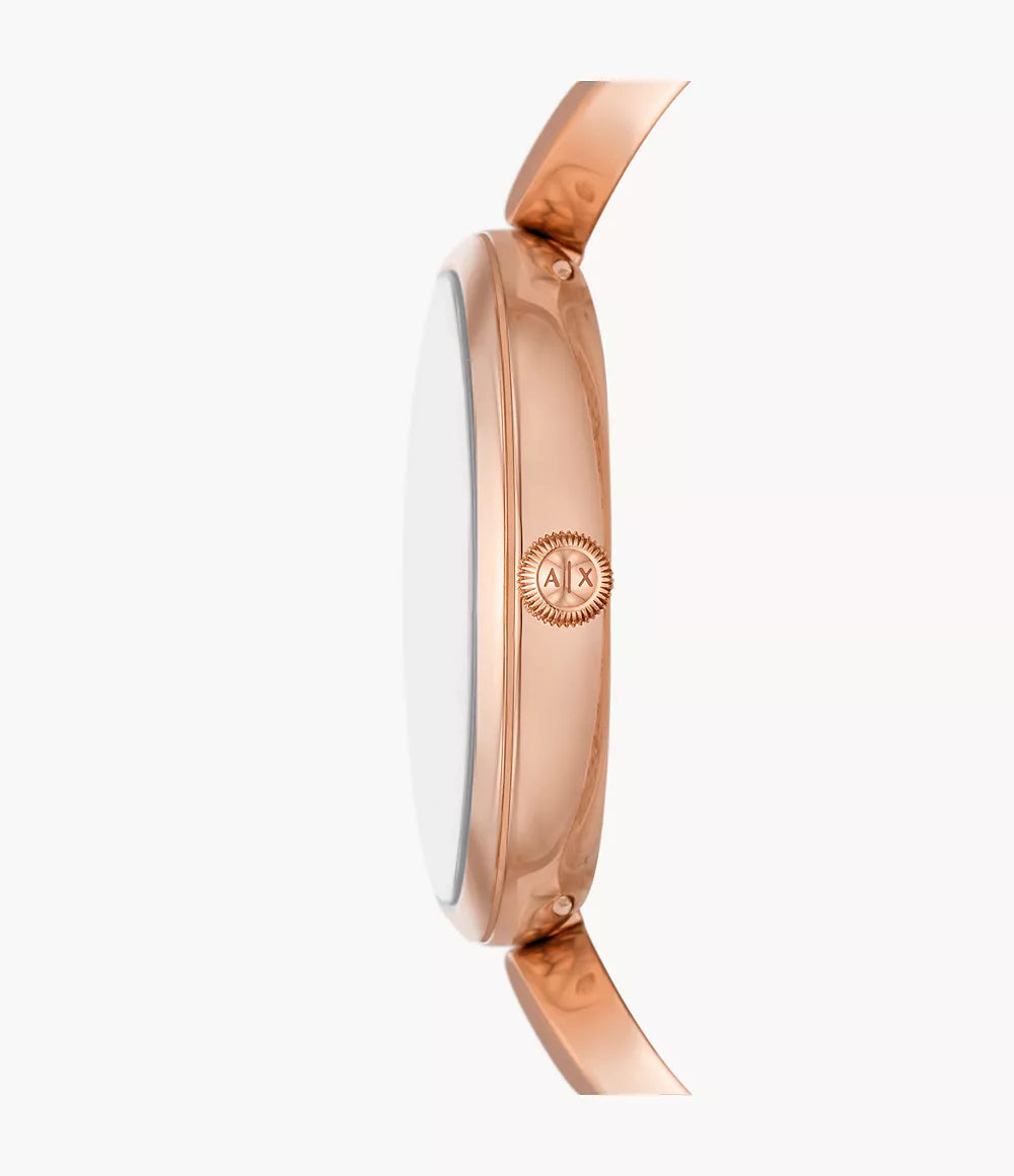 Armani Exchange Three-Hand Rose Gold-Tone Stainless Steel Watch AX5384 - KRISHNA WATCH COMPANY