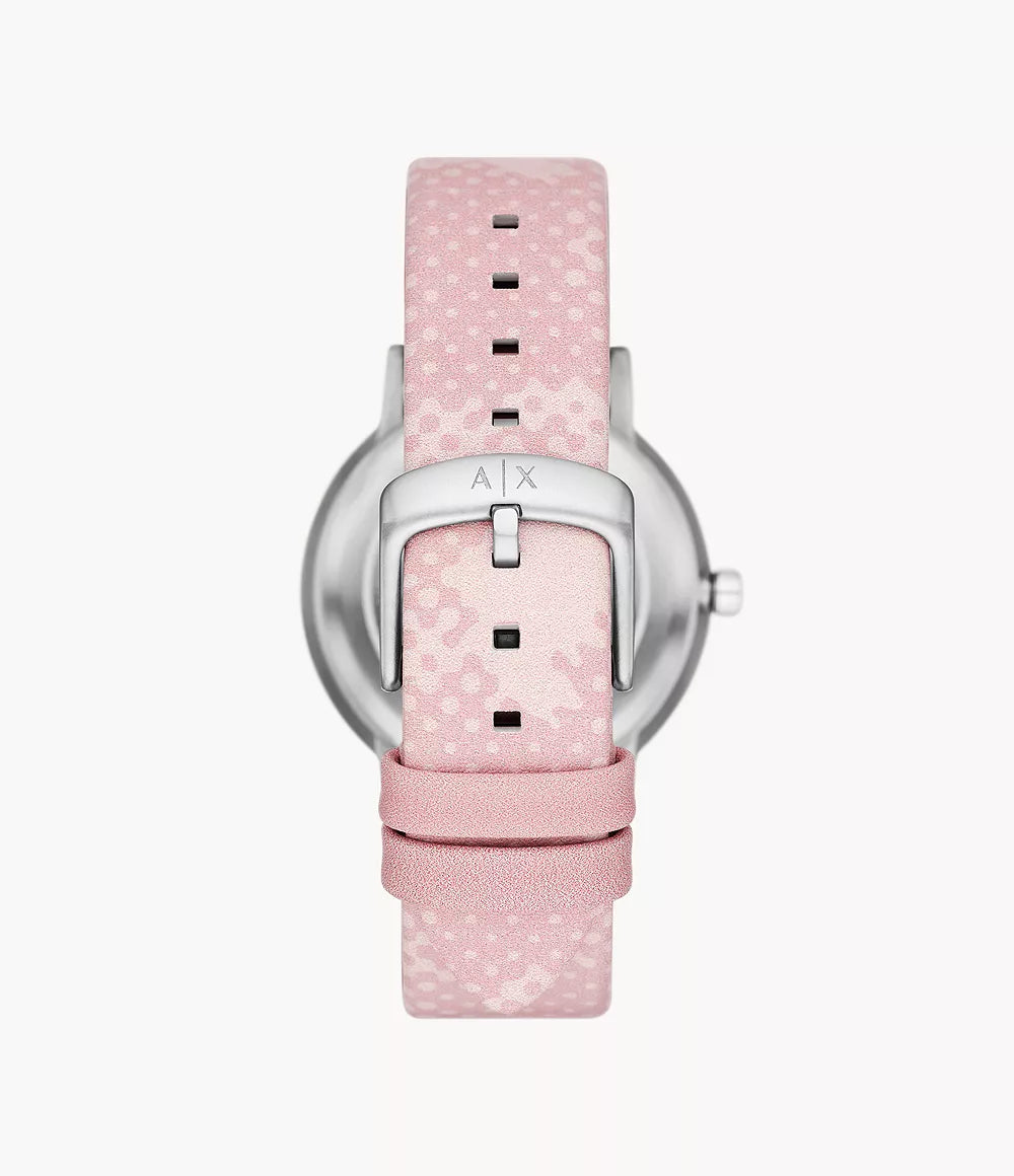 Armani Exchange Three-Hand Pink Leather Watch AX5590 - KRISHNA WATCH COMPANY