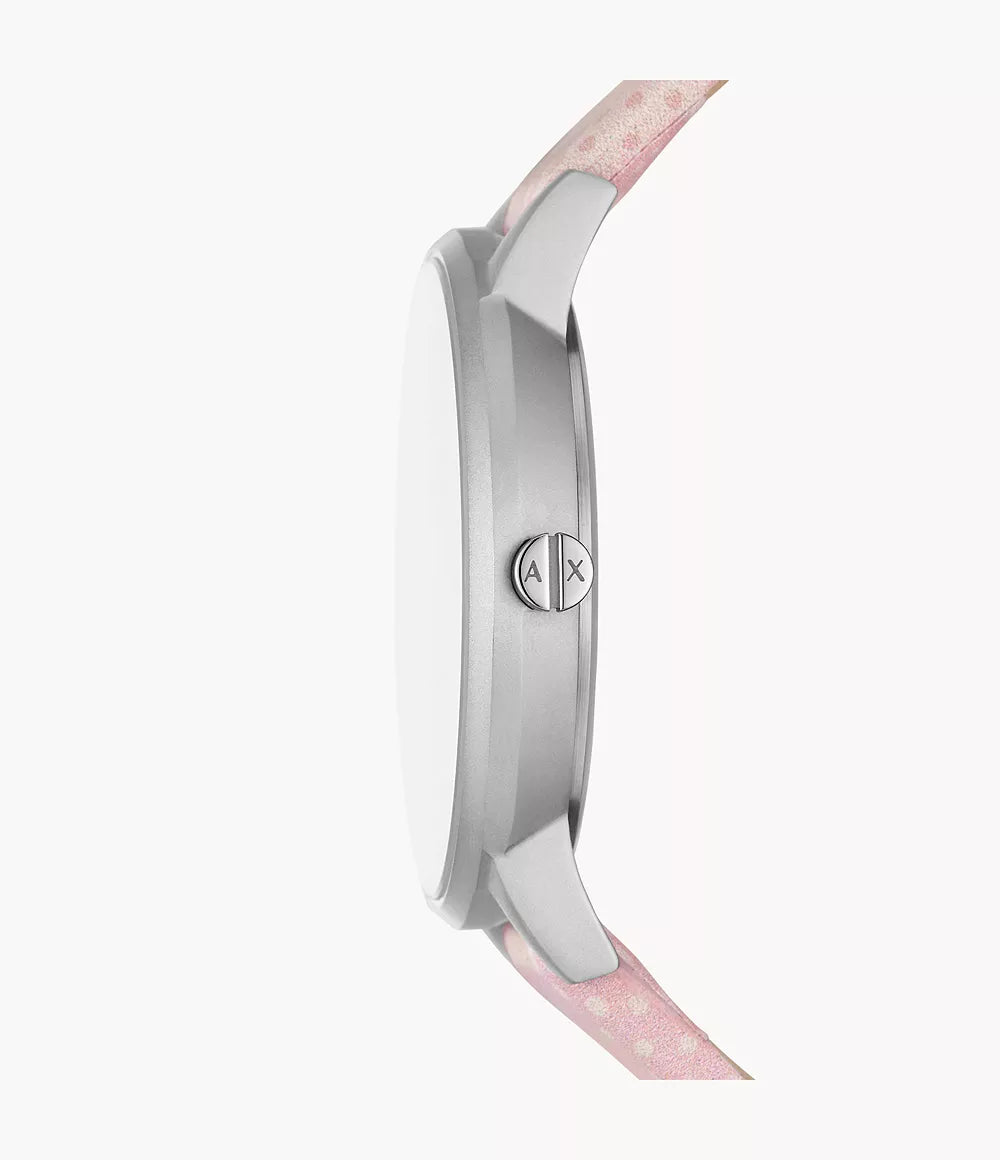 Armani Exchange Three-Hand Pink Leather Watch AX5590 - KRISHNA WATCH COMPANY