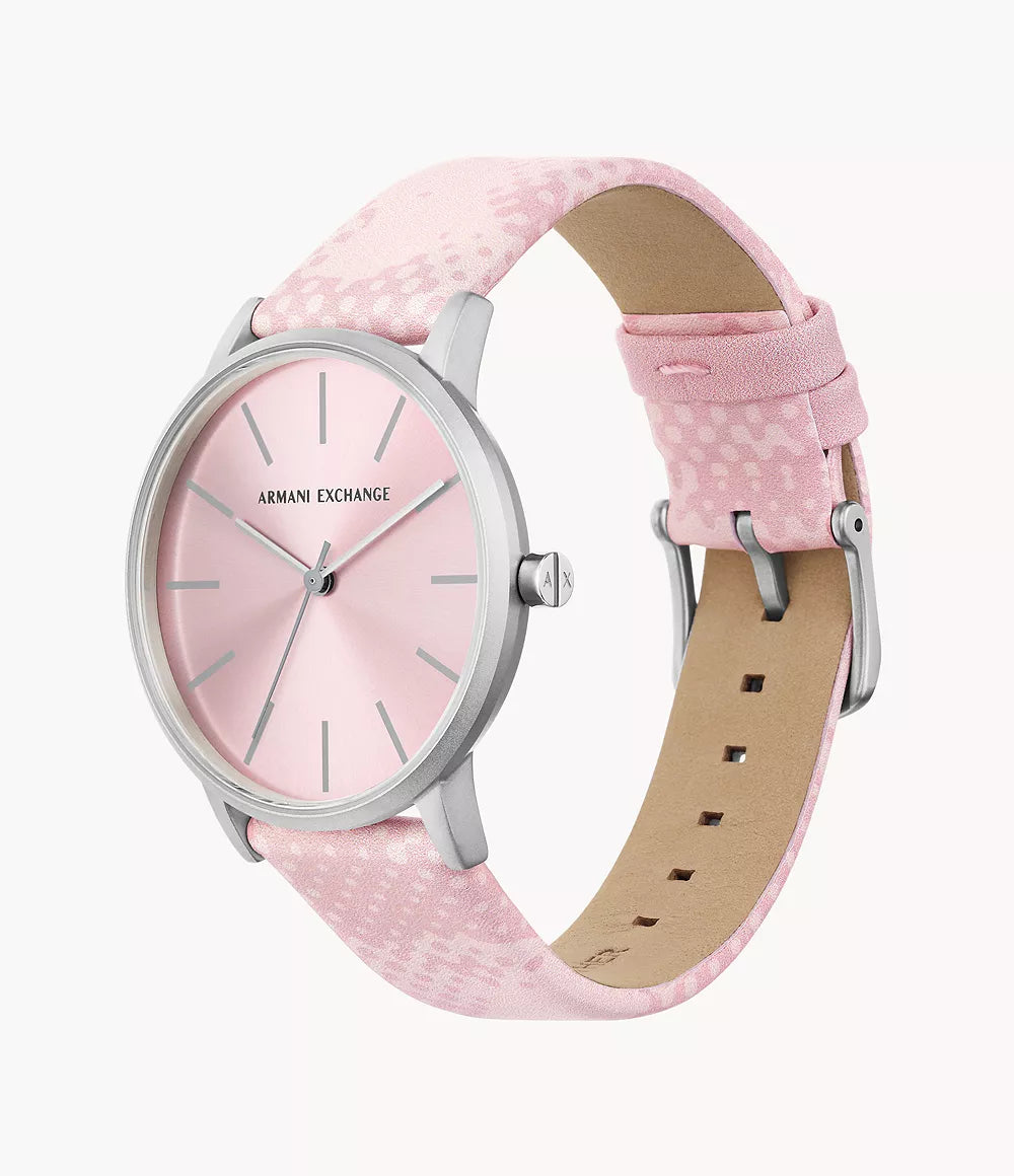 Armani Exchange Three-Hand Pink Leather Watch AX5590 - KRISHNA WATCH COMPANY
