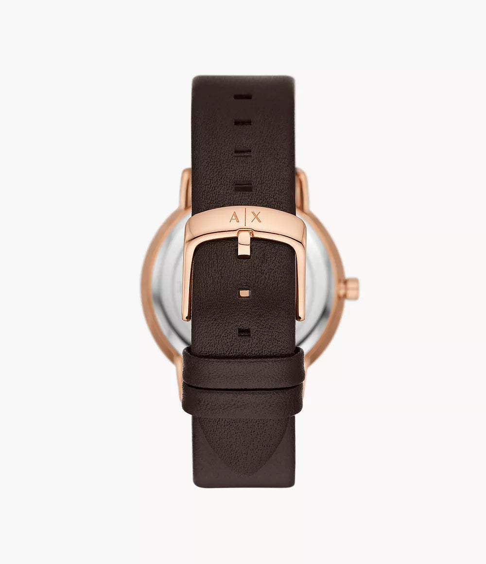 Armani Exchange Three-Hand Brown Leather Watch AX5592 - KRISHNA WATCH COMPANY