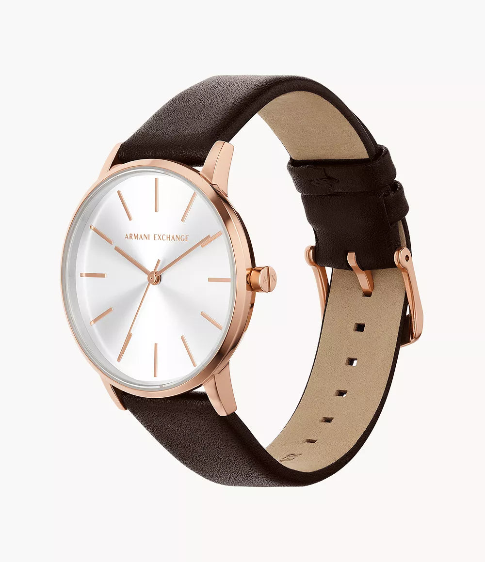 Armani Exchange Three-Hand Brown Leather Watch AX5592 - KRISHNA WATCH COMPANY