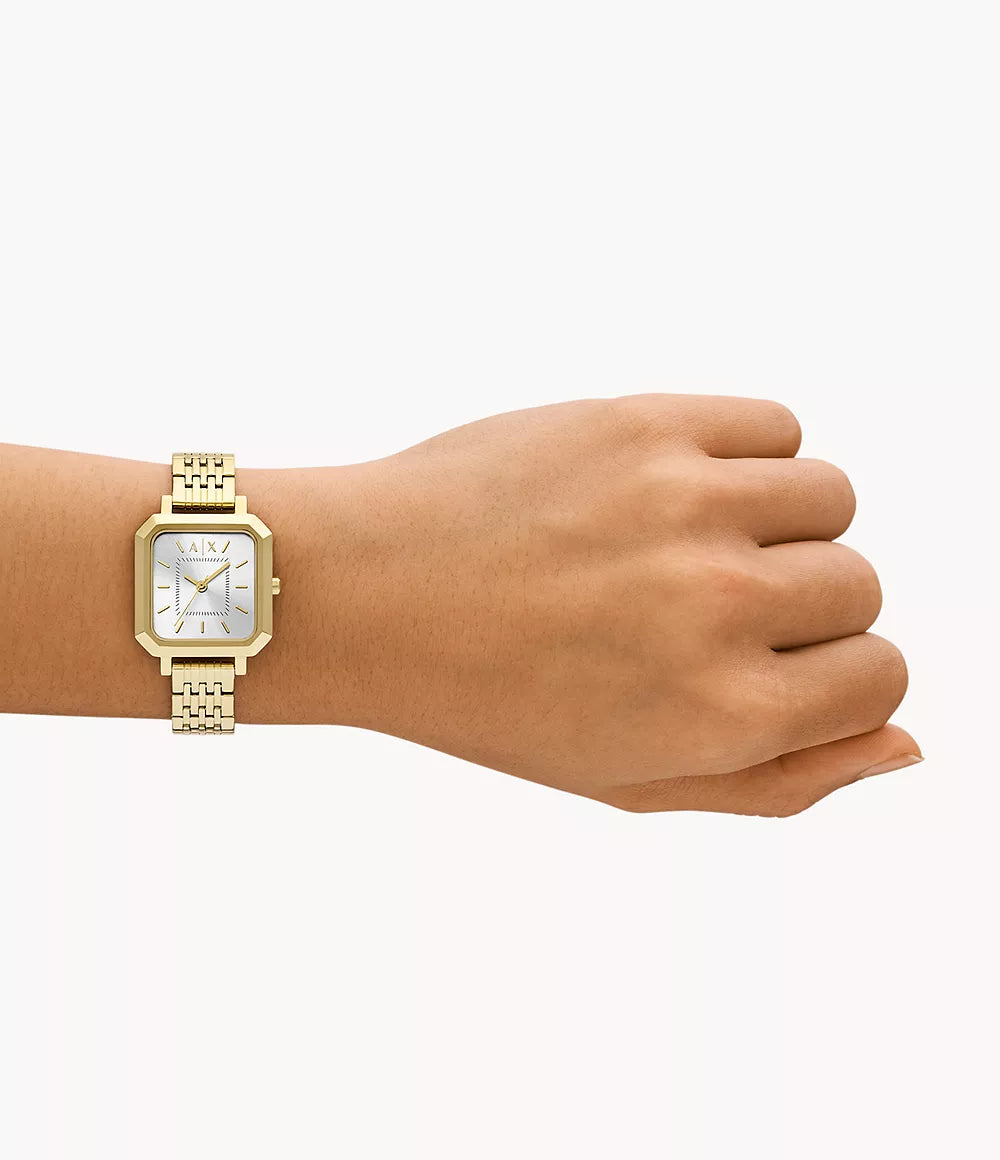Armani Exchange Three-Hand Gold-Tone Stainless Steel Watch - AX5725 - KRISHNA WATCH COMPANY