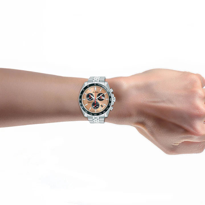 Alba Sunburst Copper Dial Chronograph Watch AX7023X1 - KRISHNA WATCH COMPANY