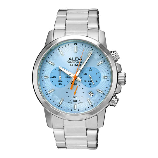 ALBA Sky Blue Dial Chronograph AT3J59X1 - KRISHNA WATCH COMPANY