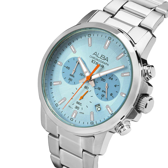 ALBA Sky Blue Dial Chronograph AT3J59X1 - KRISHNA WATCH COMPANY