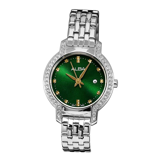 ALBA Emerald Green Dial With Crystals- AH7CM7X1 - KRISHNA WATCH COMPANY