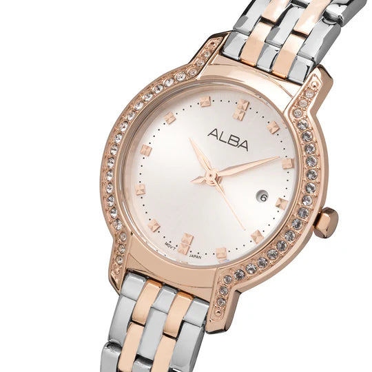 ALBA Rose Gold Case Encrusted With Crystals-AH7CM0X1 - KRISHNA WATCH COMPANY