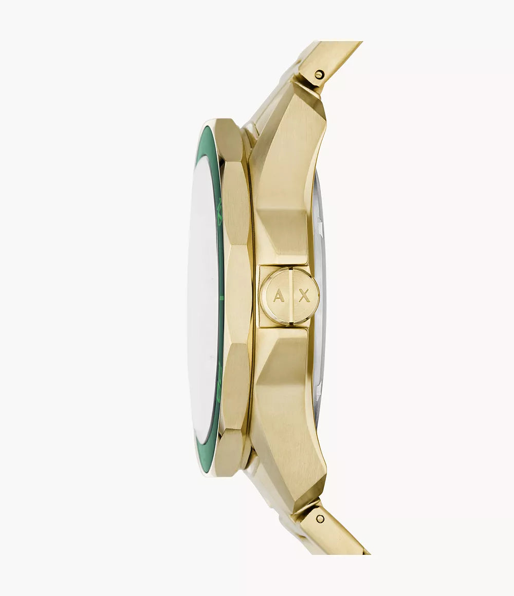 Armani Exchange Three-Hand Date Gold-Tone Stainless Steel Watch AX1951 - KRISHNA WATCH COMPANY