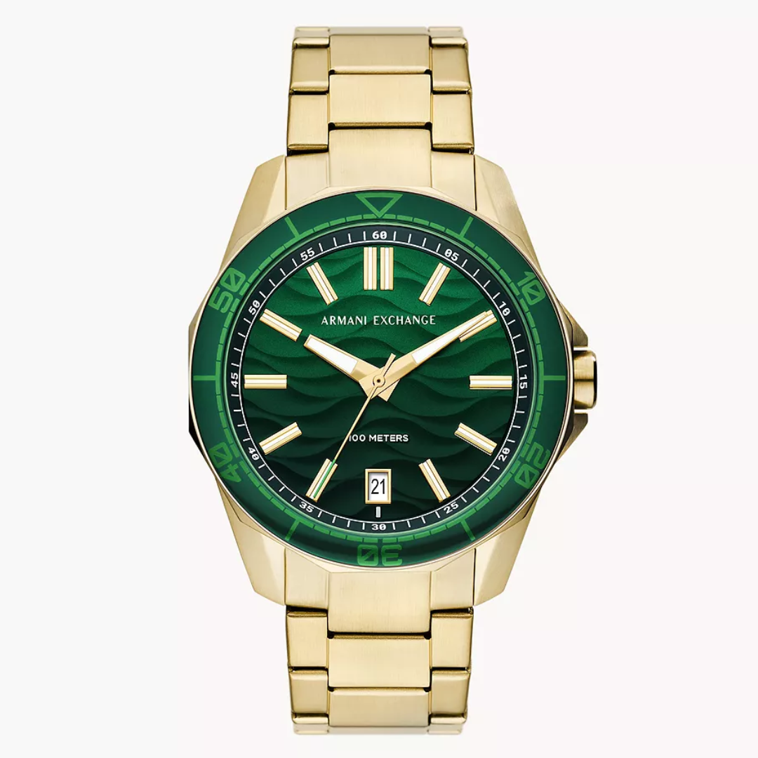 Armani Exchange Three-Hand Date Gold-Tone Stainless Steel Watch AX1951 - KRISHNA WATCH COMPANY