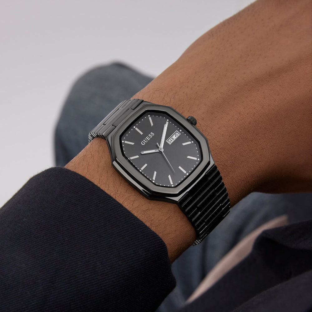 Guess Oliver Black Rectangle Quartz Men Watch - GW0978G4 - KRISHNA WATCH COMPANY