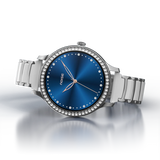 Noise Diva Araya Smartwatch for Women with AMOLED Display (850 Nits), 60 Precision-Set Crystals, Cycle Tracking, Skin Temperature, SOS with Live Location, 100+ Watch Faces - Frost Silver Ceramic