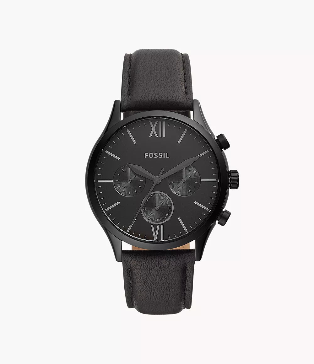 Fossil Fenmore Multifunction Black Leather Watch BQ2364 - KRISHNA WATCH COMPANY