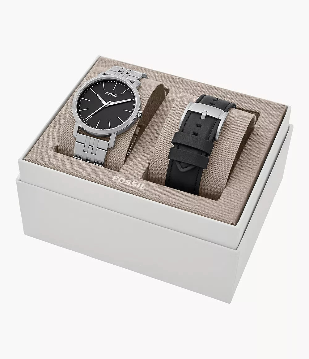 Fossil Luther 3H Three-Hand Interchangeable Strap Gift Set - BQ2466SET - KRISHNA WATCH COMPANY