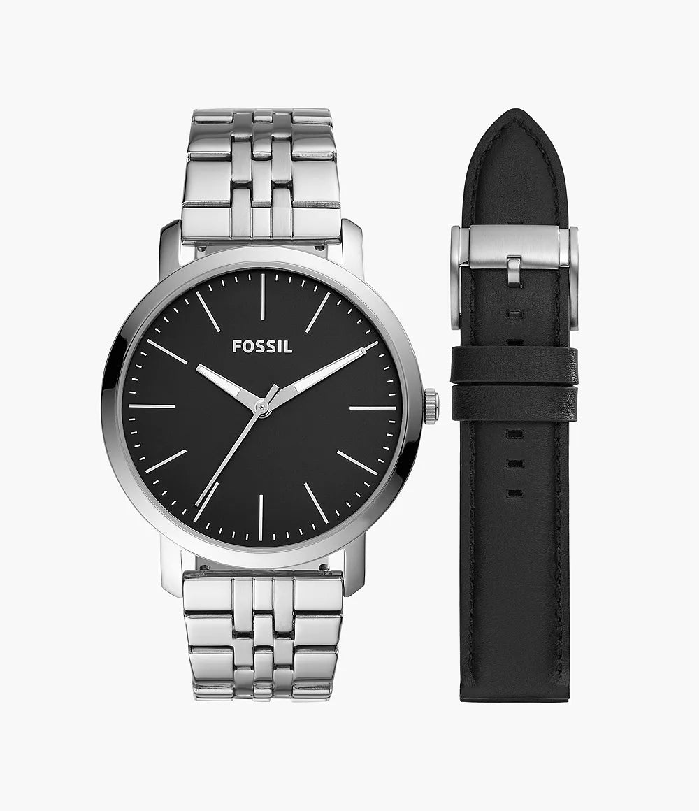 Fossil Luther 3H Three-Hand Interchangeable Strap Gift Set - BQ2466SET - KRISHNA WATCH COMPANY