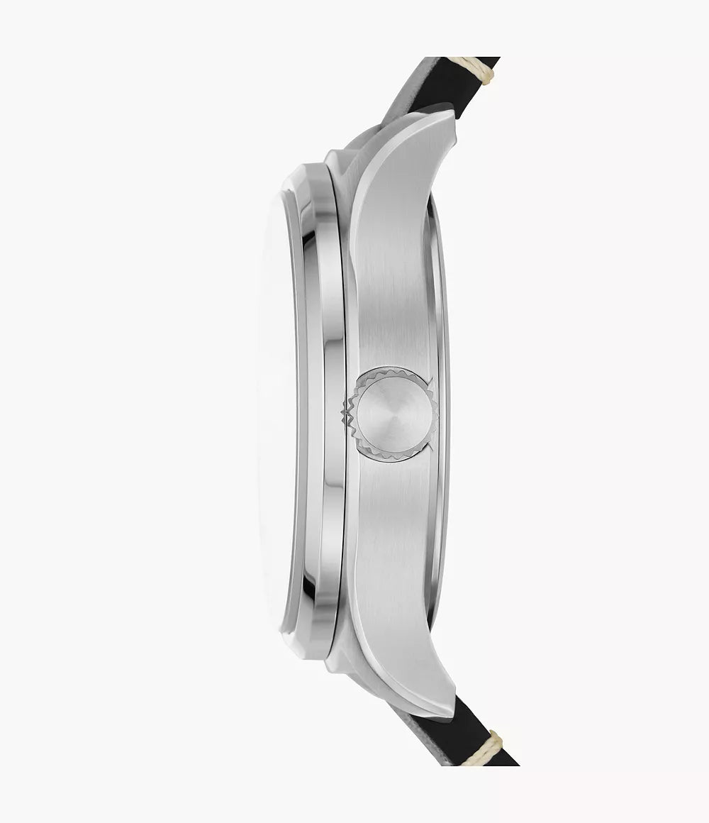 Easton Three-Hand Black Leather Watch BQ2791 - KRISHNA WATCH COMPANY