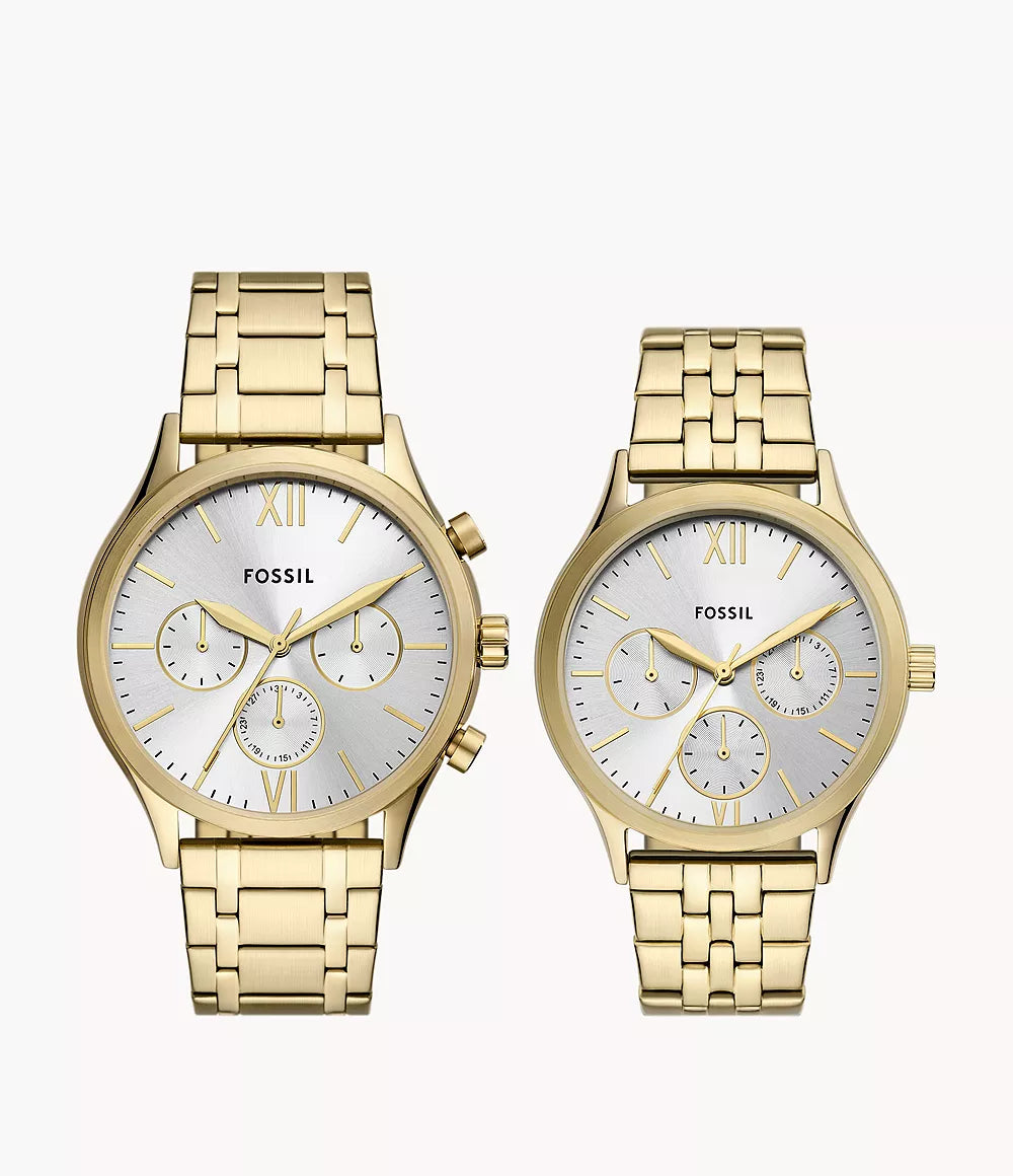 Fossil Fenmore Multifunction Gold-Tone Stainless Steel Watch Set BQ2899SET - KRISHNA WATCH COMPANY
