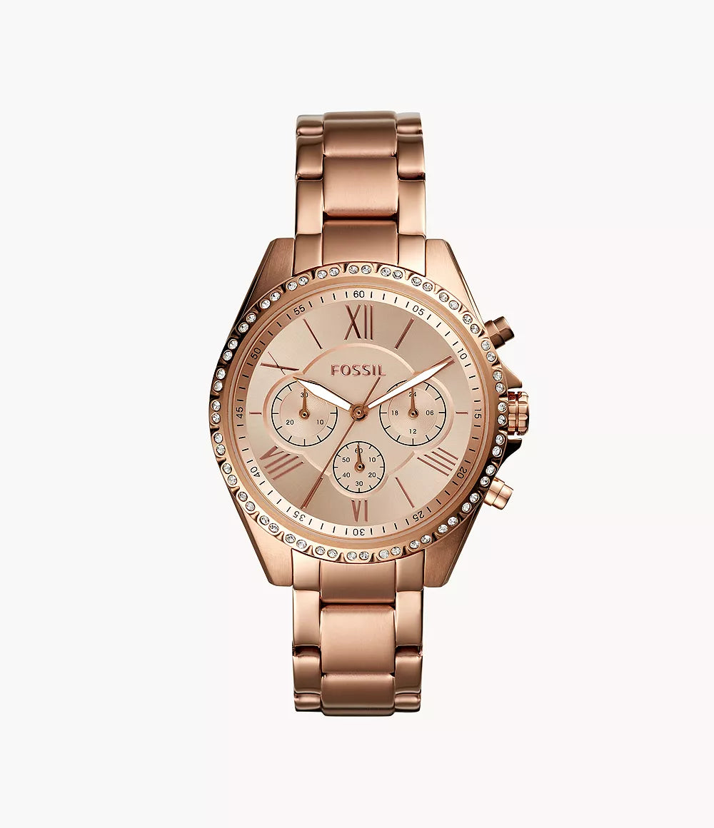 FOSSIL Modern Courier Chronograph Rose Gold-Tone Stainless Steel Watch BQ3377 - KRISHNA WATCH COMPANY