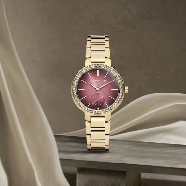 Cerruti 1881 Quartz Multifunction Red Dial Stainless Steel Strap Watch for Women ceciwlg2225604w - KRISHNA WATCH COMPANY