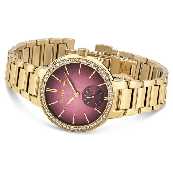 Cerruti 1881 Quartz Multifunction Red Dial Stainless Steel Strap Watch for Women ceciwlg2225604w - KRISHNA WATCH COMPANY