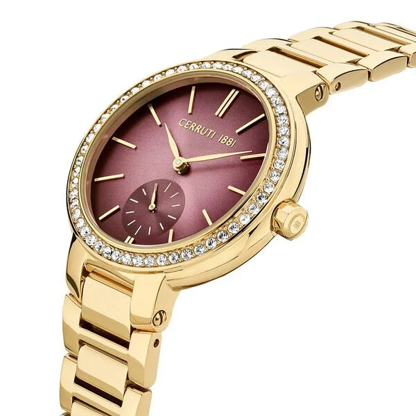 Cerruti 1881 Quartz Multifunction Red Dial Stainless Steel Strap Watch for Women ceciwlg2225604w - KRISHNA WATCH COMPANY