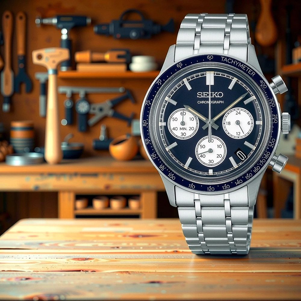 Seiko Men's watch SPORT quartz chronograph in steel SSB477P1 - KRISHNA WATCH COMPANY