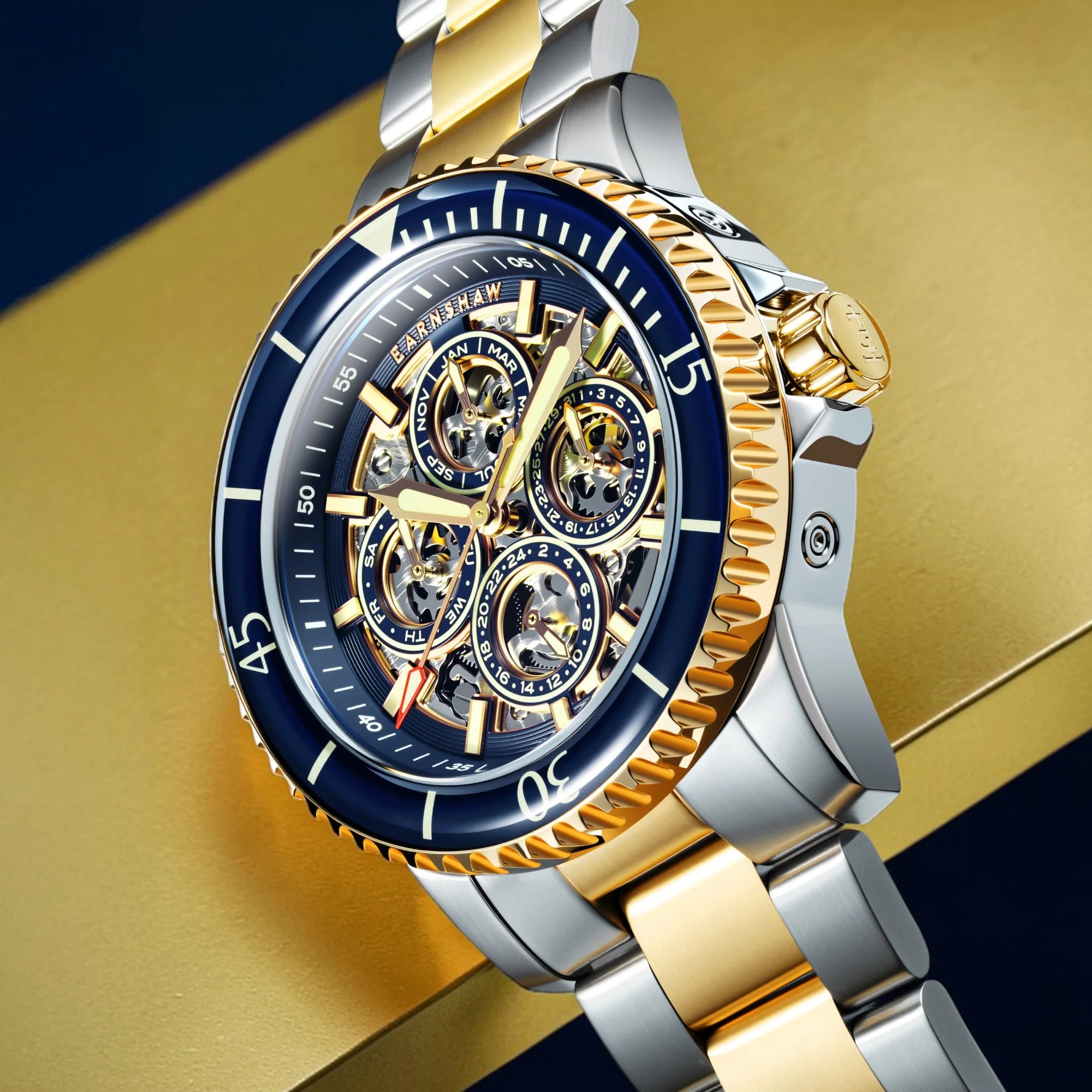 Earnshaw Admiral Duncan Triple Calendar Skeleton Automatic - ES-8320-44 - KRISHNA WATCH COMPANY