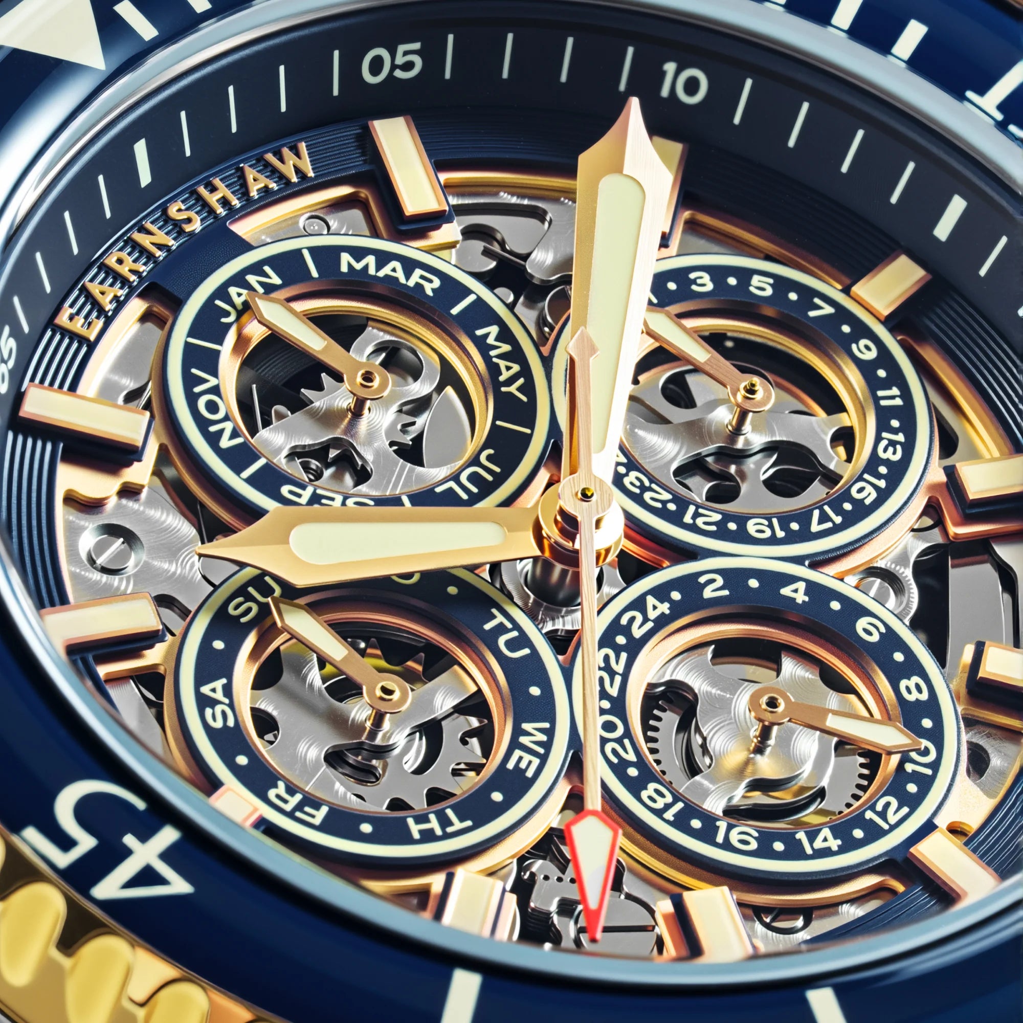 Earnshaw Admiral Duncan Triple Calendar Skeleton Automatic - ES-8320-44 - KRISHNA WATCH COMPANY