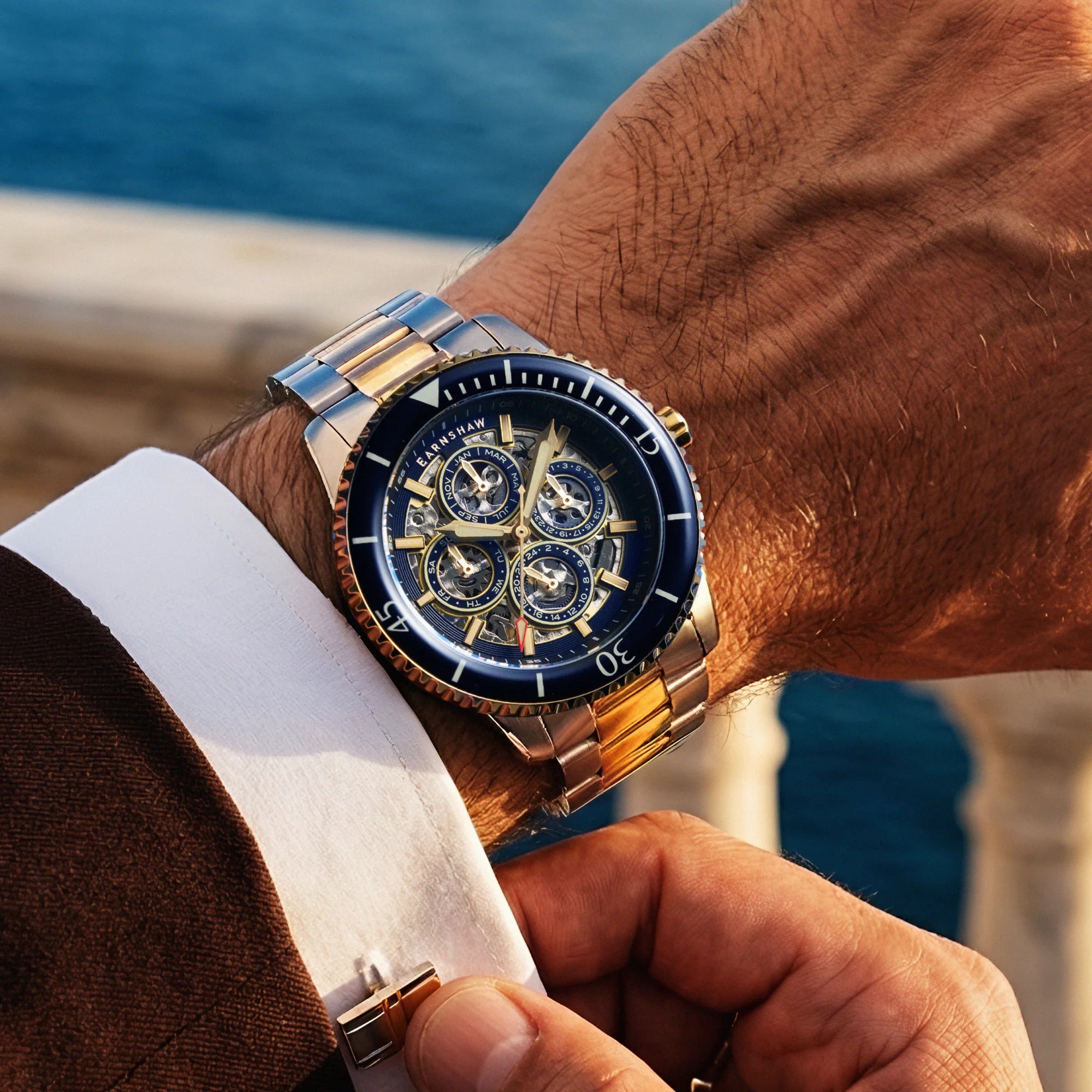 Earnshaw Admiral Duncan Triple Calendar Skeleton Automatic - ES-8320-44 - KRISHNA WATCH COMPANY