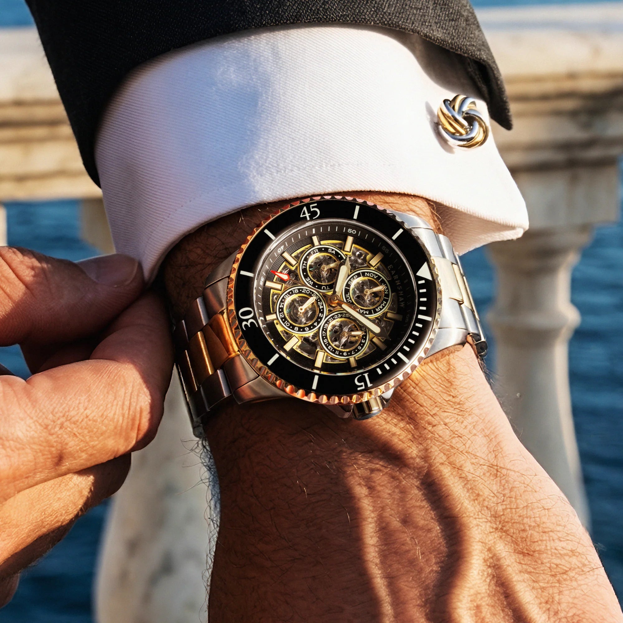 Earnshaw Admiral Duncan Triple Calendar Skeleton Automatic Watch ES-8320-55 - KRISHNA WATCH COMPANY