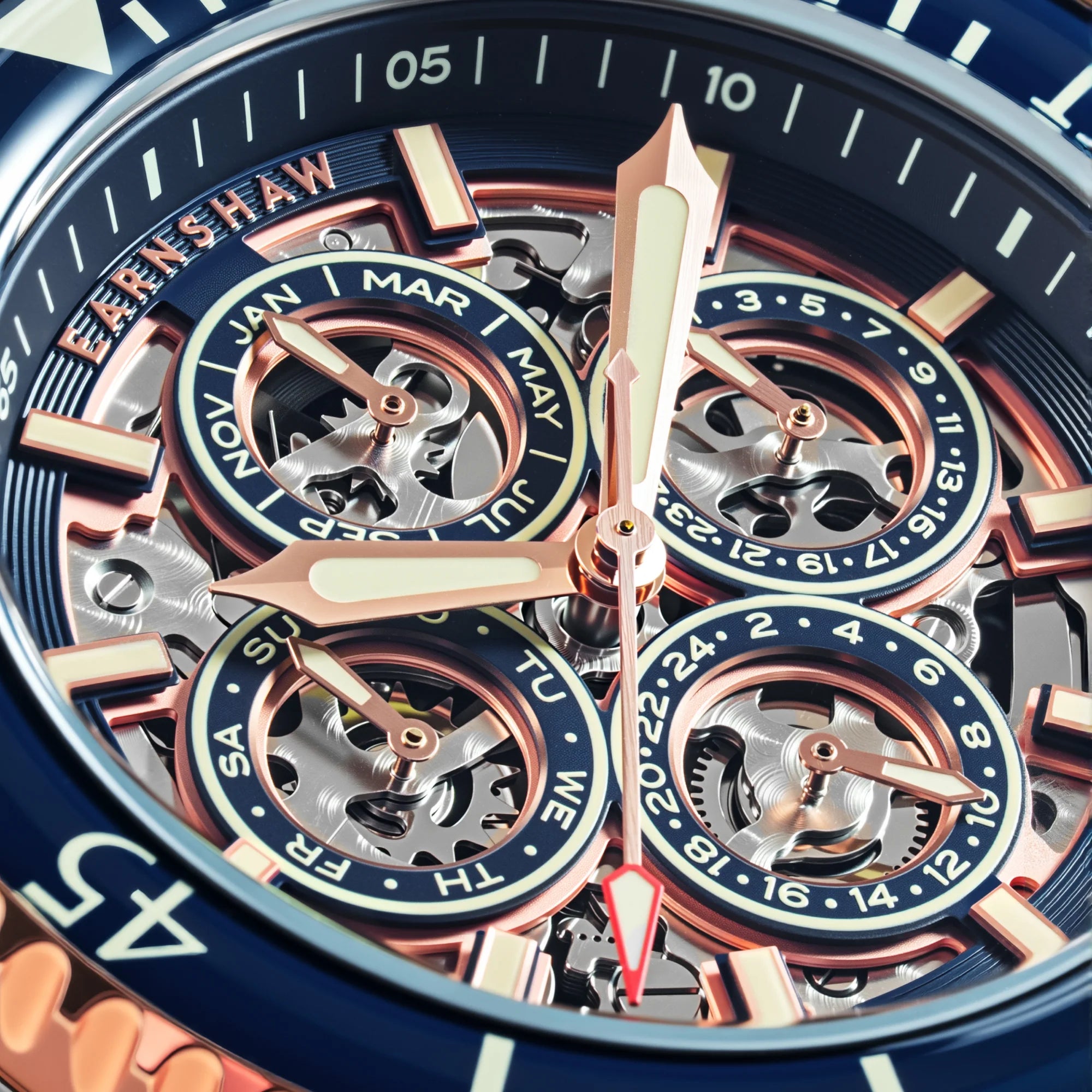 Earnshaw Admiral Duncan Triple Calendar Skeleton Automatic - ES-8320-66 - KRISHNA WATCH COMPANY
