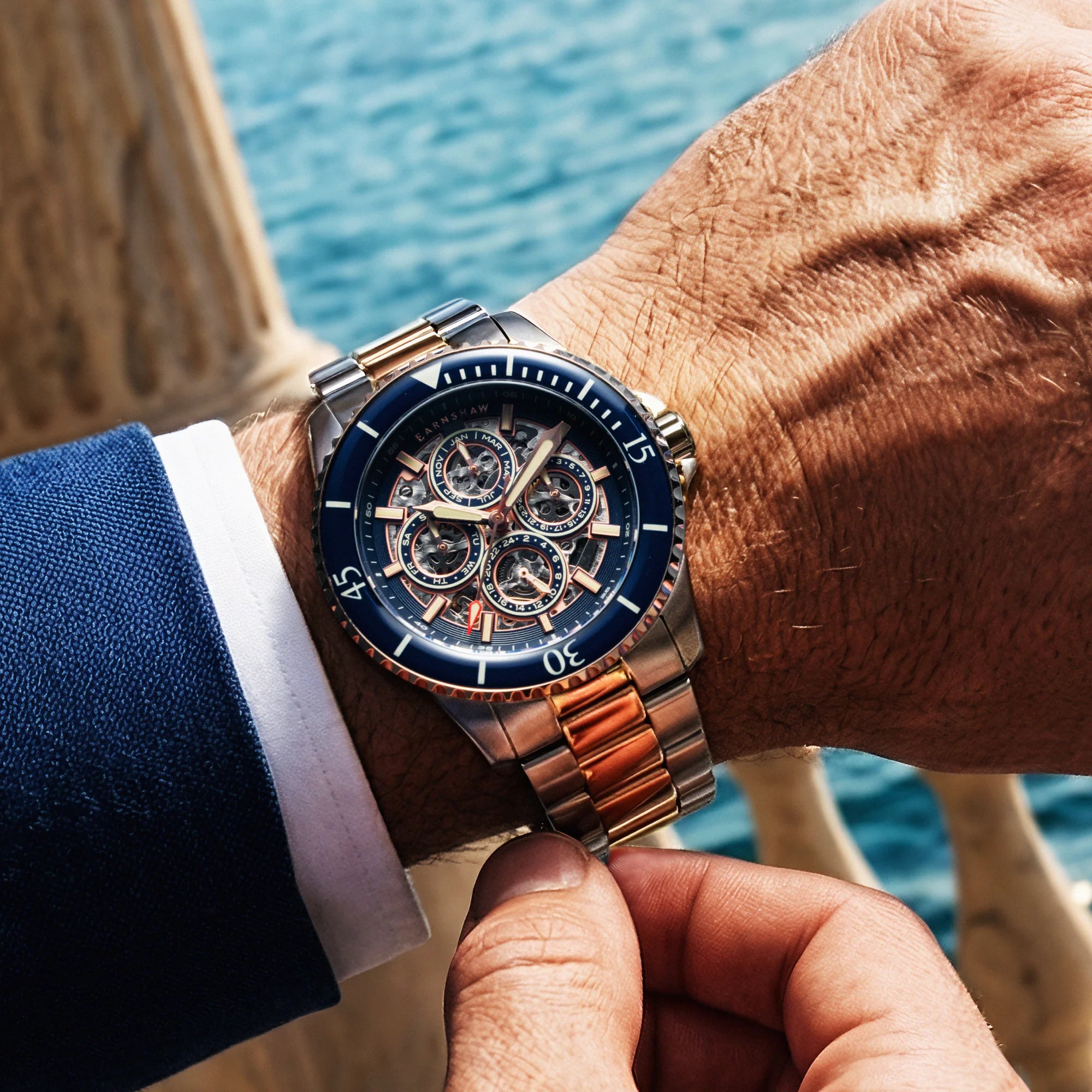 Earnshaw Admiral Duncan Triple Calendar Skeleton Automatic - ES-8320-66 - KRISHNA WATCH COMPANY