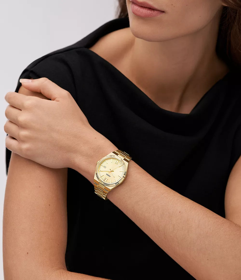 FOSSIL Scarlette Three-Hand Date Gold-Tone Stainless Steel Watch ES5299 - KRISHNA WATCH COMPANY