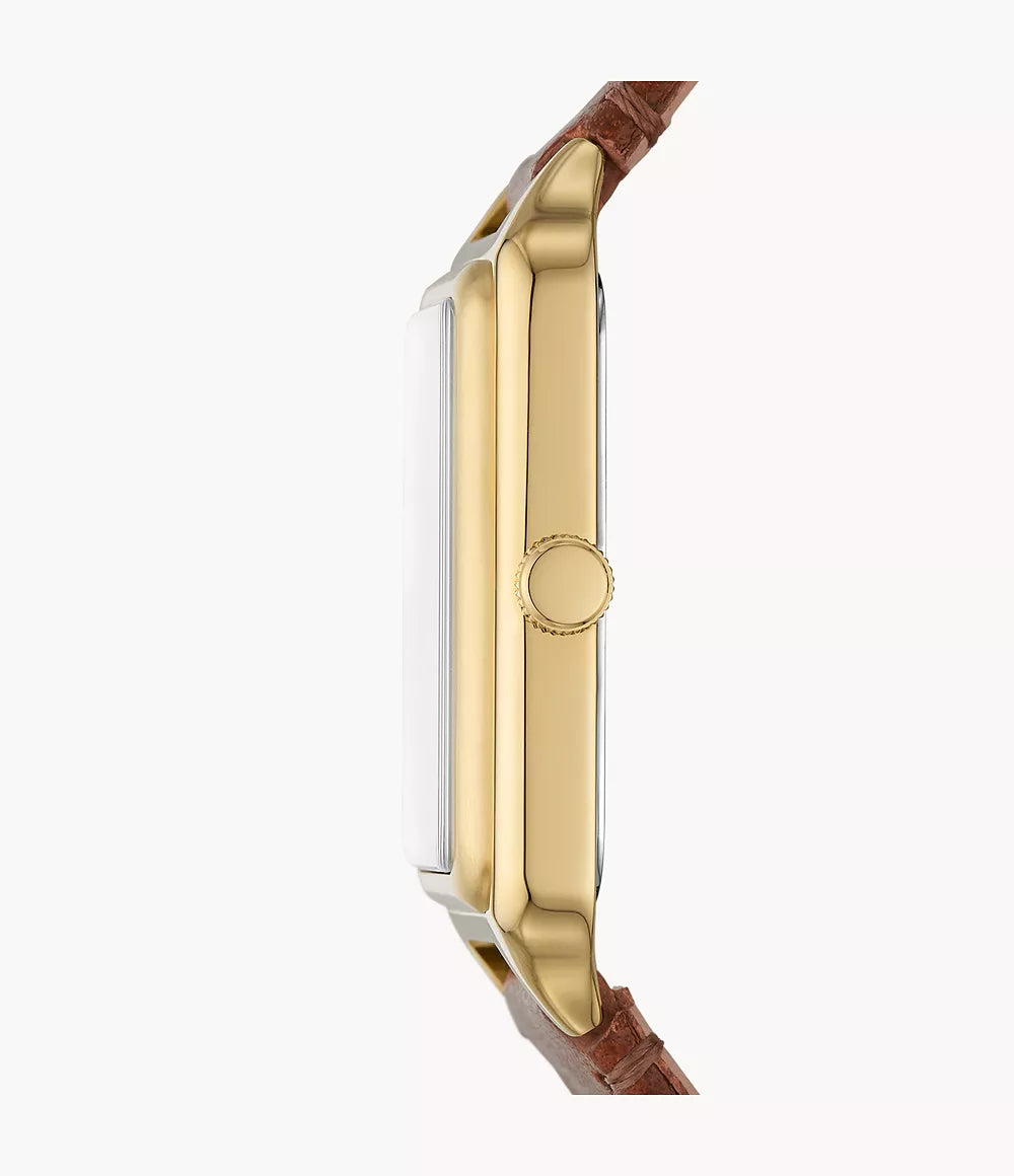 Raquel Three-Hand Date Medium Brown LiteHide Leather Watch - ES5307 - KRISHNA WATCH COMPANY