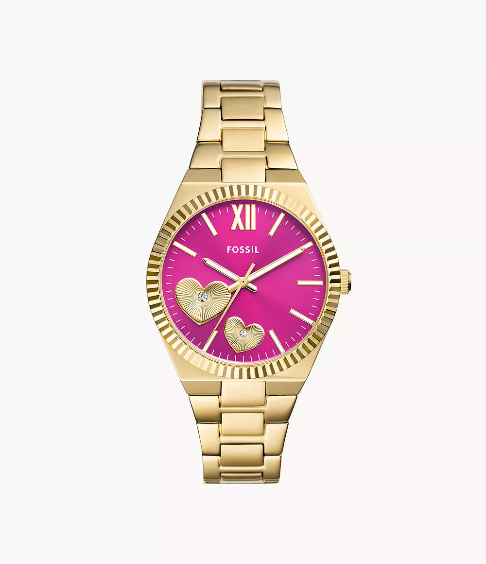 FOSSIL Scarlette Three-Hand Gold-Tone Stainless Steel Watch ES5325 - KRISHNA WATCH COMPANY