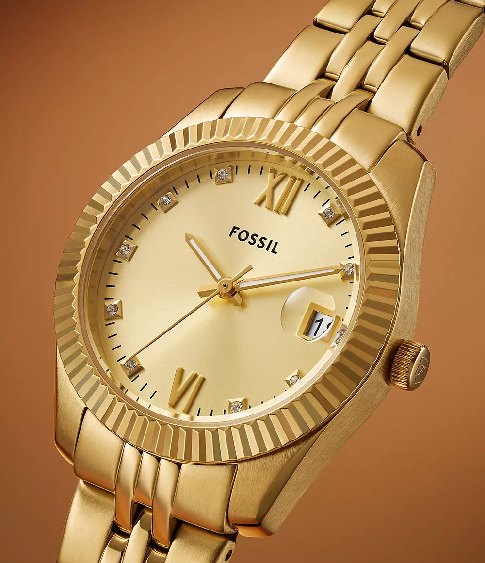 FOSSIL Scarlette Three-Hand Date Gold-Tone Stainless Steel Watch - ES5338 - KRISHNA WATCH COMPANY