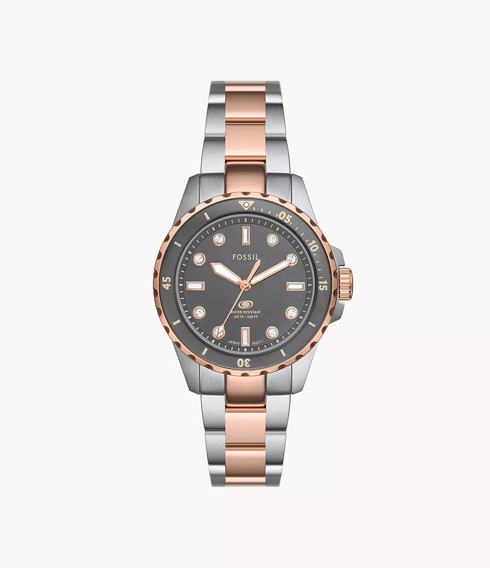 Fossil Blue Dive Three-Hand Two-Tone Stainless Steel Watch ES5348 - KRISHNA WATCH COMPANY
