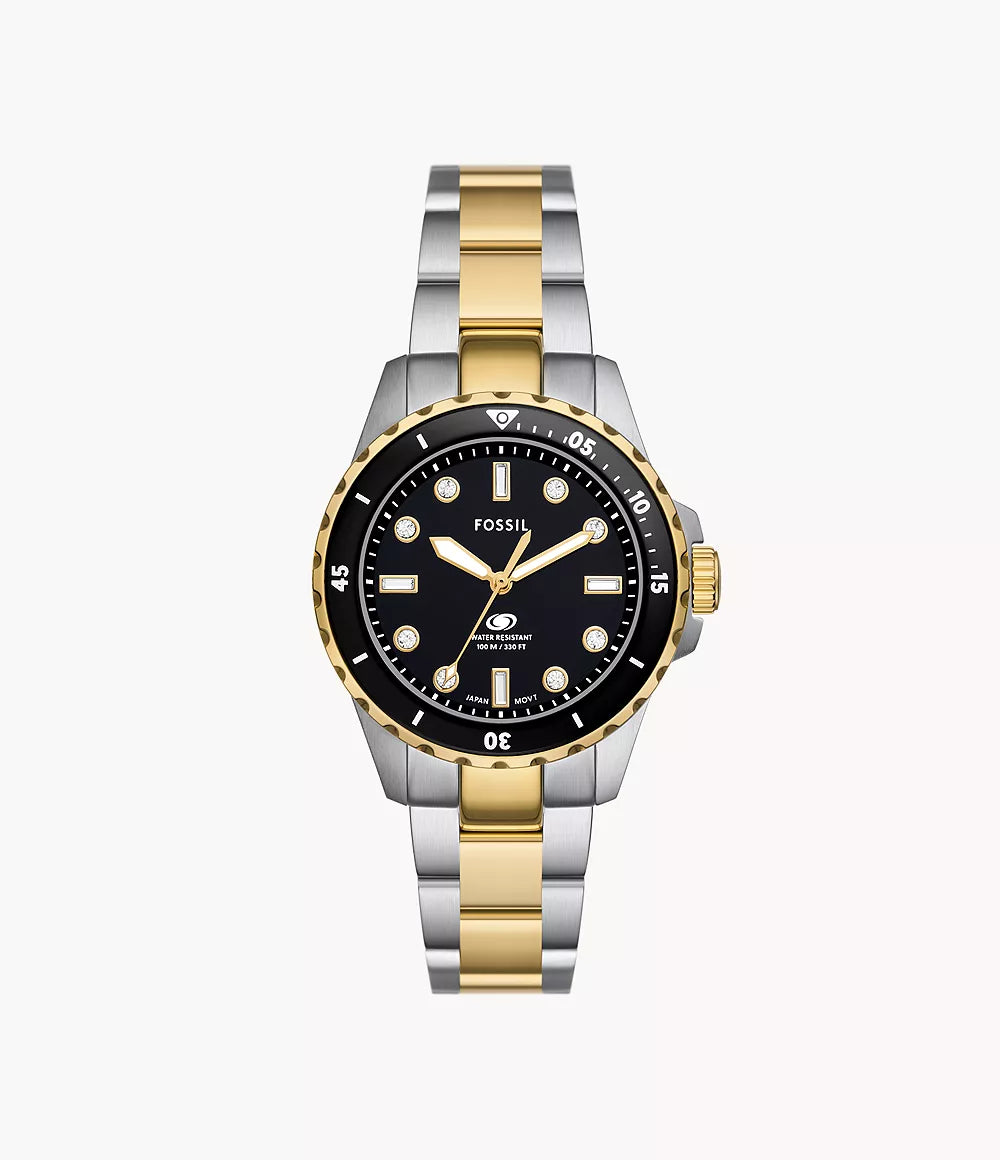 Fossil Blue Dive Three-Hand Two-Tone Stainless Steel Watch ES5349 - KRISHNA WATCH COMPANY
