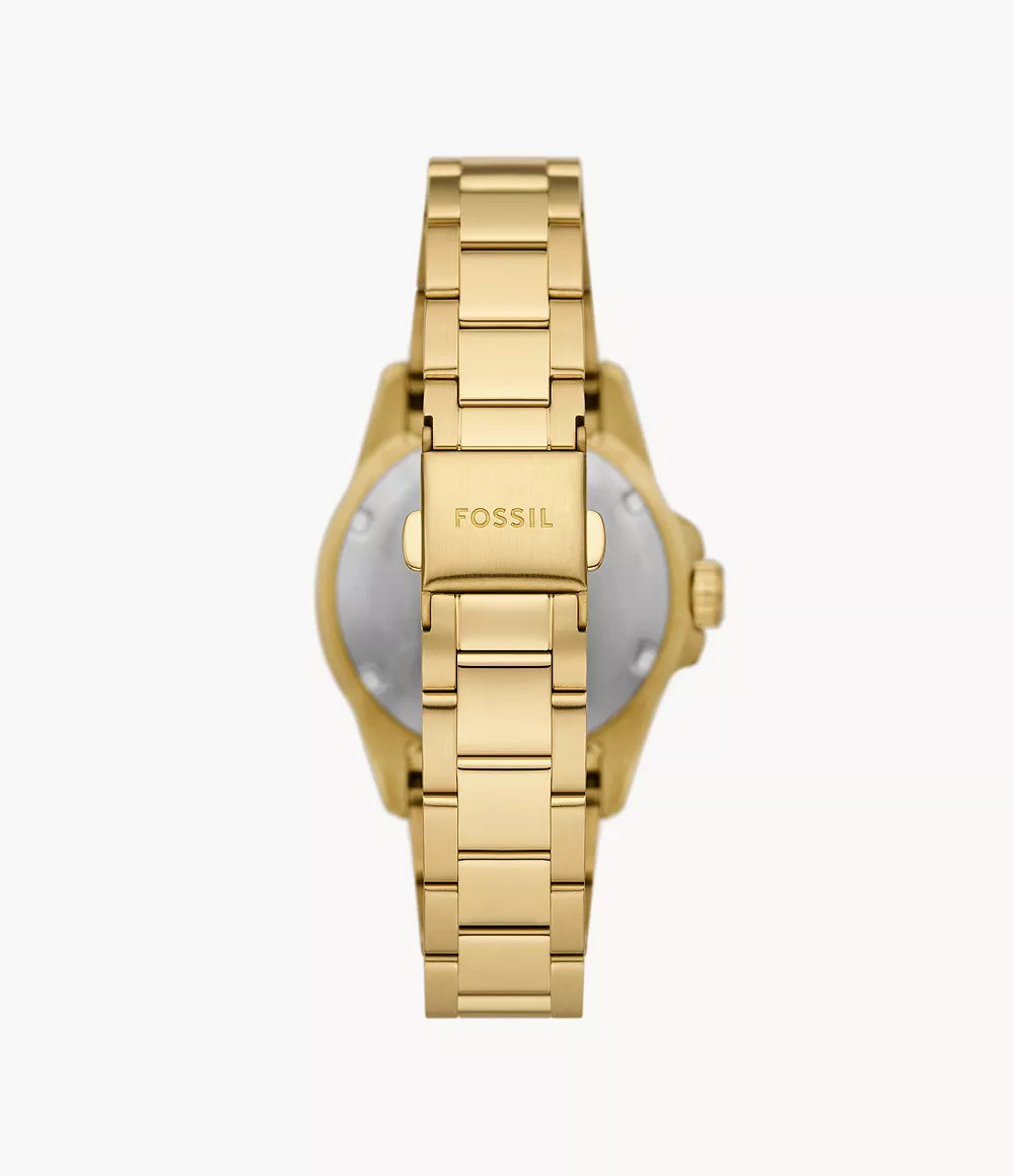 Fossil Blue Dive Three-Hand Gold-Tone Stainless Steel Watch ES5350 - KRISHNA WATCH COMPANY