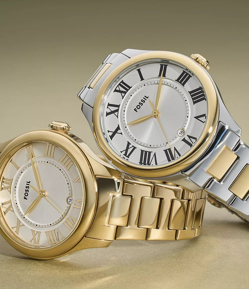 Fossil Gilmore Three-Hand Date Gold-Tone Stainless Steel Watch - ES5395 - KRISHNA WATCH COMPANY