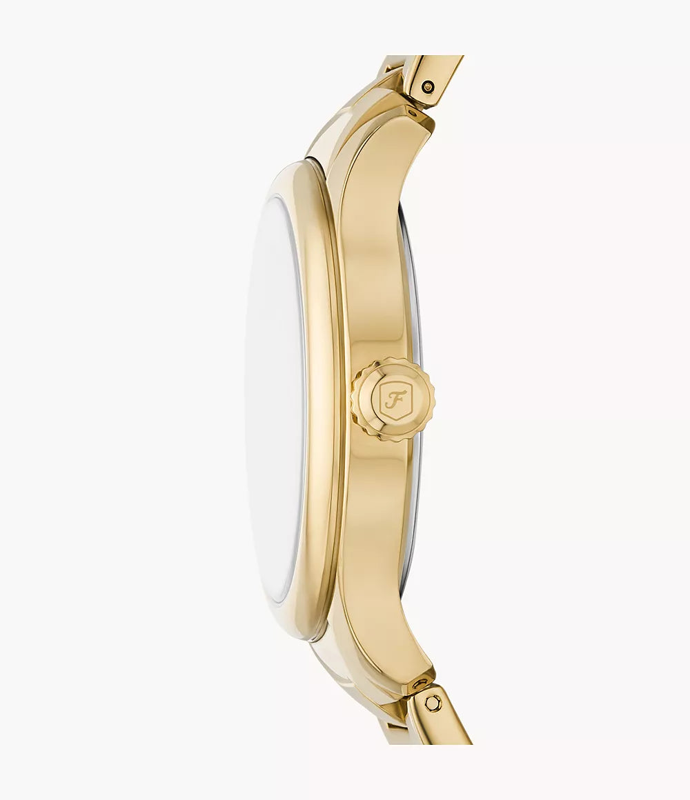 Fossil Gilmore Three-Hand Date Gold-Tone Stainless Steel Watch - ES5395 - KRISHNA WATCH COMPANY