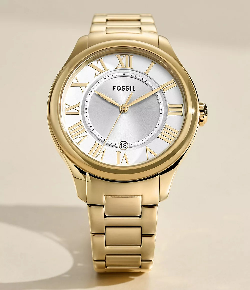 Fossil Gilmore Three-Hand Date Gold-Tone Stainless Steel Watch - ES5395