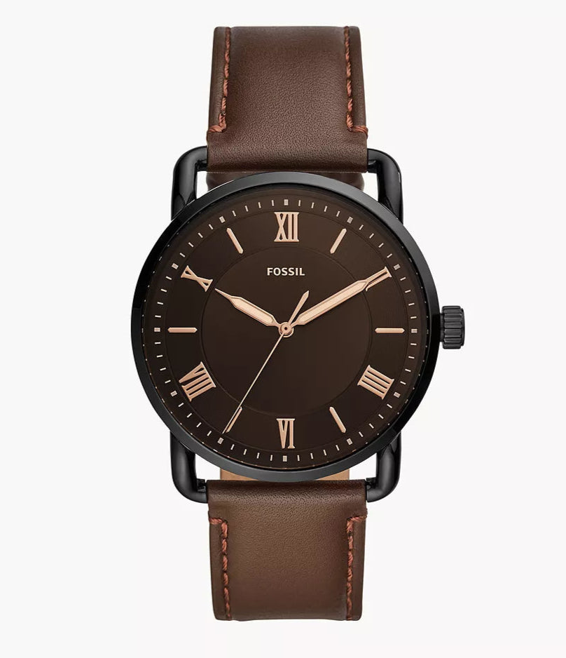 Fossil Copeland Three-Hand Brown Leather Watch - FS5666 - KRISHNA WATCH COMPANY
