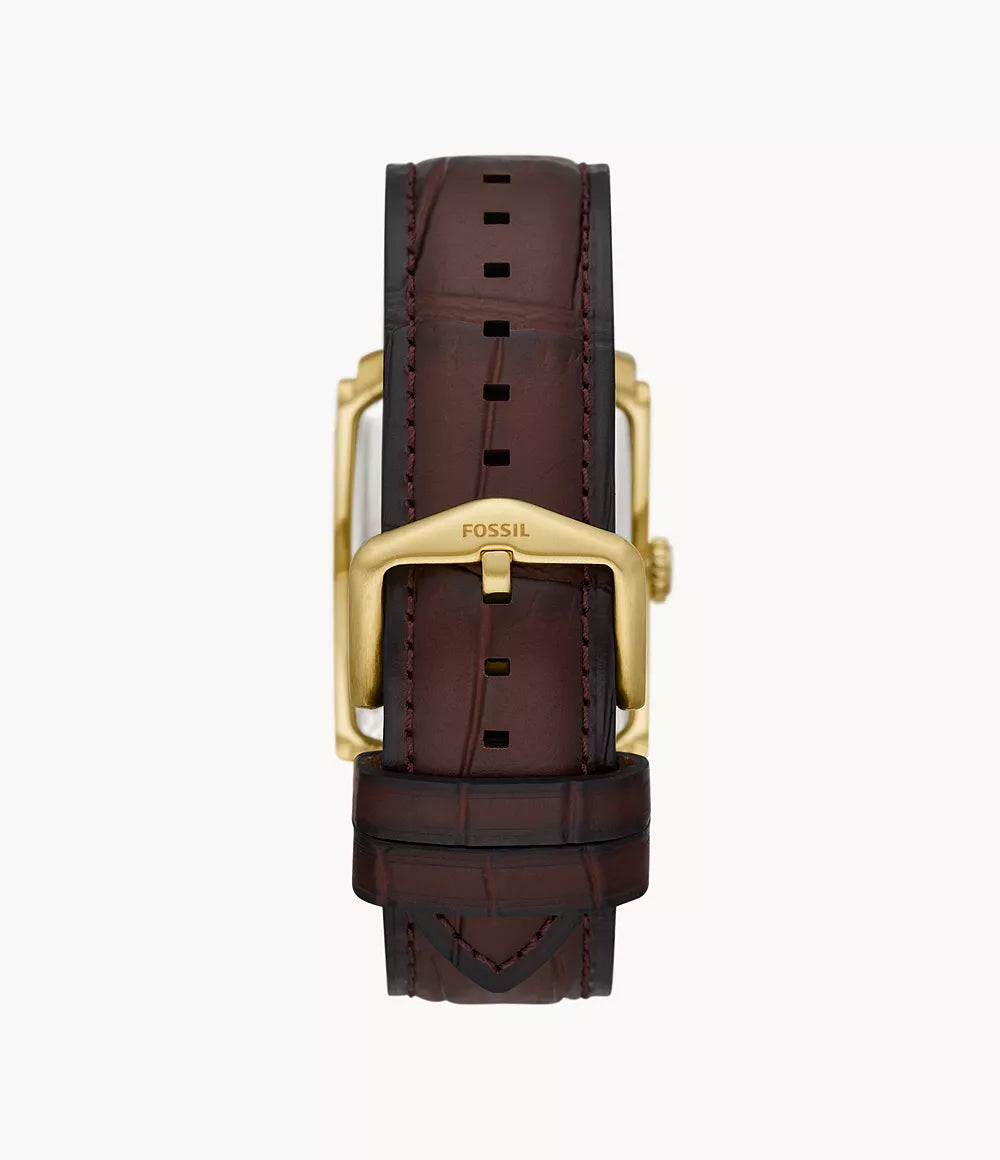 FOSSIL Carraway Three-Hand Brown Croco Leather Watch FS6011 - KRISHNA WATCH COMPANY